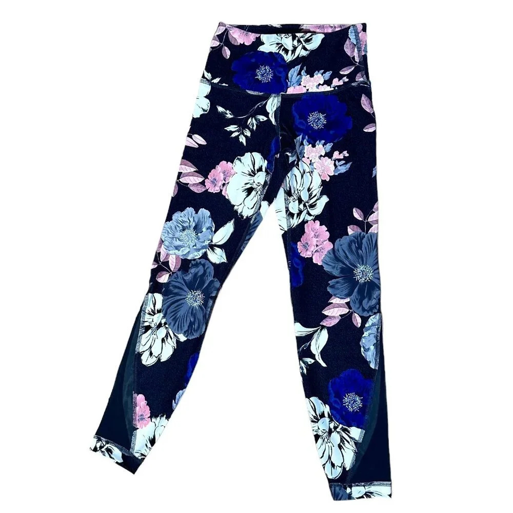 OLD NAVY Active Mesh Detail Go-Dry Floral Leggings size XS